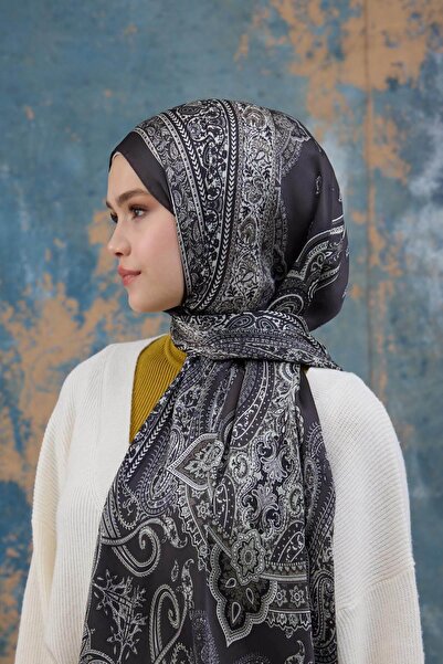 İpekhan Антрацитовий індійський вуаль-шаль - 5008-13