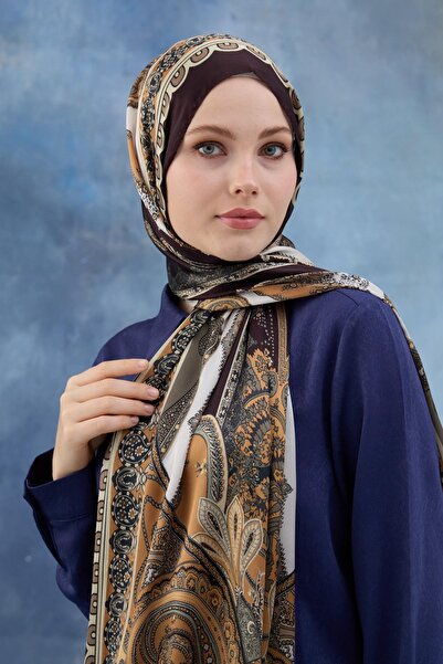 İpekhan Καφέ ινδικό σάλι βουάλ - 5006-03