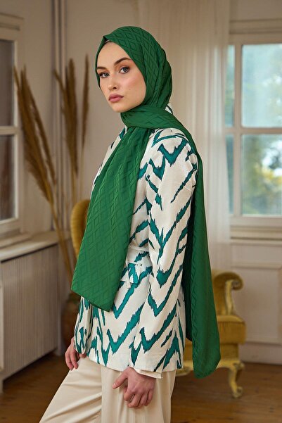 İpekhan Silk Like Jacquard Wrap - Summer Radiance Collection, Σκούρο Πράσινο 9015-10