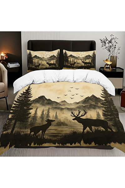 Else Dekor Σετ Παπλωματοθήκη Διπλό Παπλωματοθήκη από Βαμβακερό Σατέν με θέα στο βουνό 200x220cm