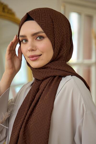 İpekhan Silky Jacquard Shawl Bitter Brown Καλοκαιρινή Συλλογή Sparkle - 9017-24