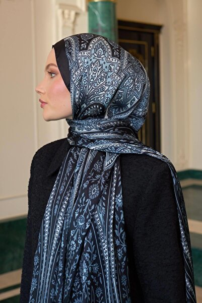 İpekhan Black Gray Indian Voile Shawl - 5009-10