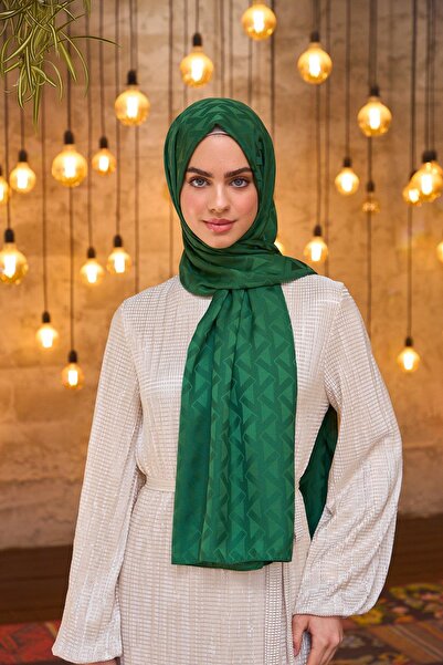 İpekhan Silky Jacquard Shawl Emerald - Summer Sparkle Collection 9014-12