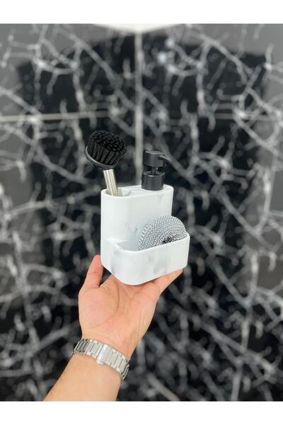 MİEN MERMER GÖRÜNÜMLÜ POLİRESİN 2 GÖZLÜ SIVI SABUNLUK. CN-56814