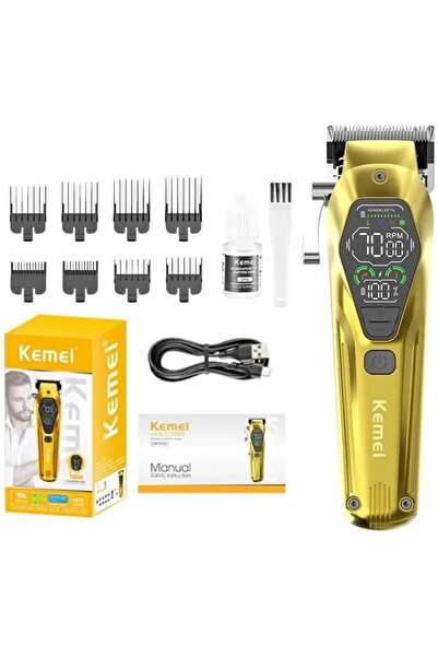 Kemei ماكينة قص الشعر الاحترافية KM-1698 مع ذراع التحكم في الشفرة وشاشة LED م...