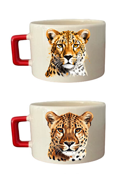 lili hediyelik Tiger Theme 2-Piece Coffee Cup - Henna Gifts, Girl Gift, New Home Gifts, Gift for Mother