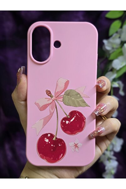 iPhone 17 Compatible Velvet Ribbon and Cherry Phone Case