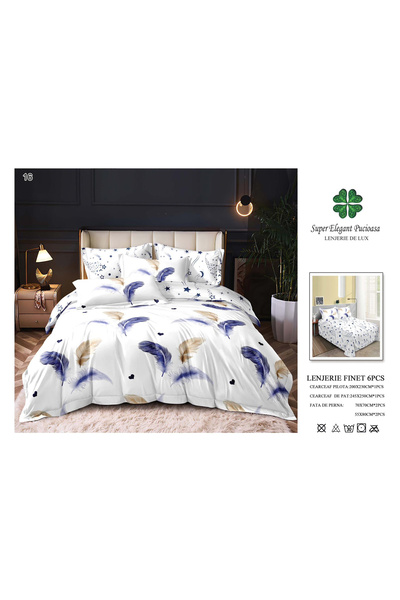 FIONNA.RO Finet Bed Linen 6 Pieces - Hearts and Feathers