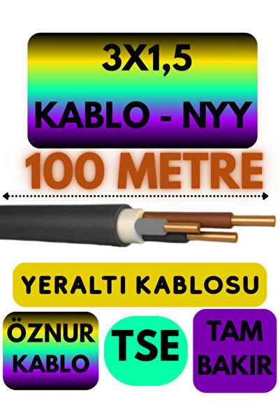Avarson Öznur 3X1,5 NYY (Yeraltı Kablosu) Metre Seçenekli 100 METRE