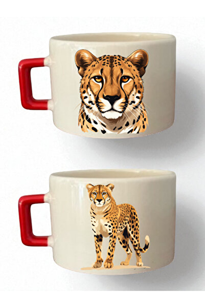 lili hediyelik طقم فناجين قهوة من قطعتين بتصميم النمر - هدايا الحناء، هدايا ل...