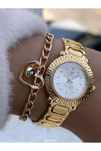 Fiesta Vintage Model Yellow Color Vip Women's Wristwatch with Bracelet Gift