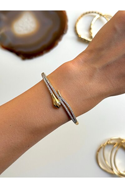 YOUES JEWELRY 316L Çelik VIP SERİ 14K Altın Renk Minimal Taşlı Kelepçe Bilezik Kadın Erkek Unisex Bileklik