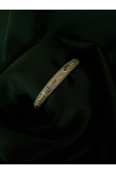 Mercury Jewels Su Mavisi Renk Mineli Çelik Kelepçe