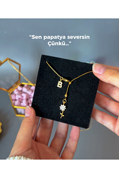 AccSWEN papatyalı asansör kolye asansörlü dekolte kolyesi çelik paptya 316L çelik