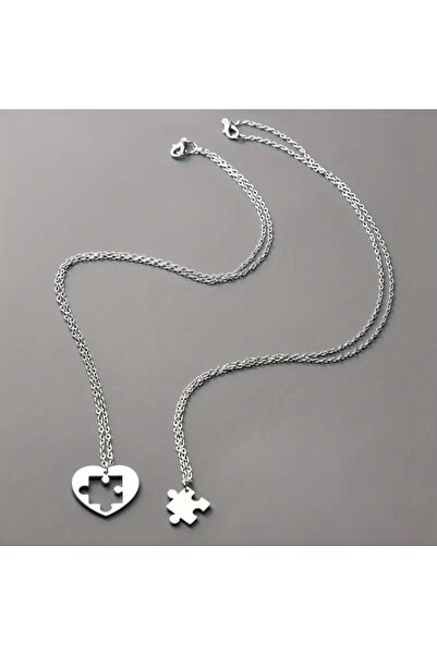 GlassySKY Puzzle Kalp Çift Kolye İyi Arkadaş/Yıldönümü/Sevgililer Günü/Doğumg...