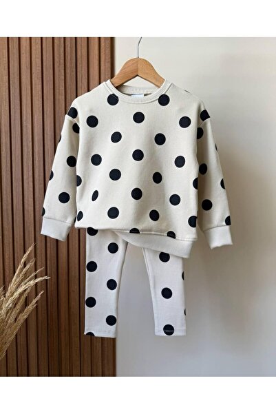 KidsSel New Season Girls' Polka Dot Pattern Top and Bottom Set