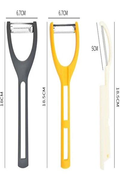 HerŞey Marketing 3 in 1 Soyacak Çok Başlıklı Doğrayıcı Kesici Mutfak Soyacağı Julyen Doğrama Paslanmaz Bıçaklar