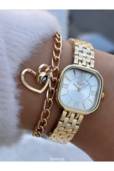 Fiesta Vintage Model Yellow Color Steel Cord, Vip Women's Wristwatch with Bracelet Gift