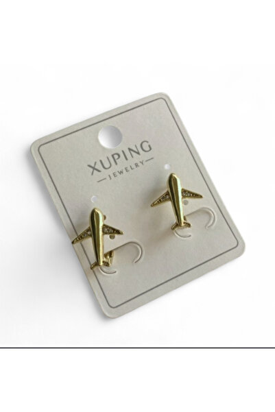 XUPING JEWELRY TuelaTaki /14 Ayar Altın Kaplama Minimal Uçak Küpe
