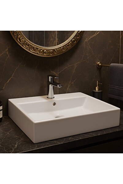 Turavit Vega Dikdötgen Beyaz Delikli Lavabo 80x45 Cm VG0080