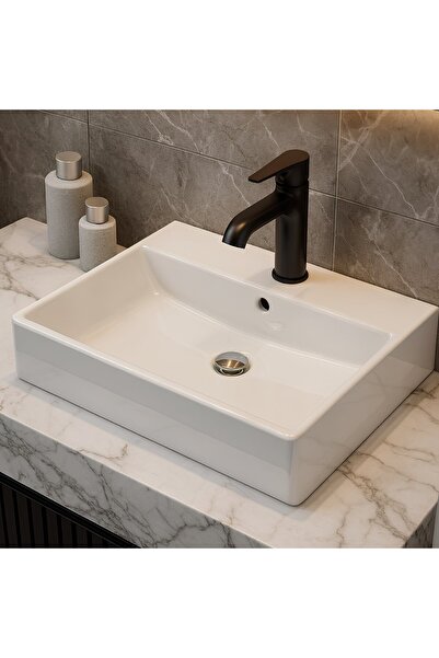 Turavit Vega Dikdörtgen Beyaz Delikli Lavabo 60x45 Cm VG0060