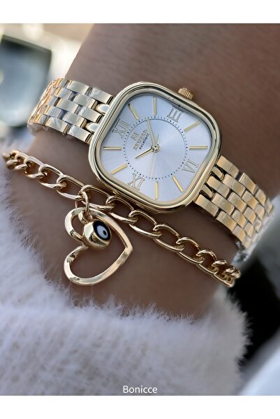 Fiesta Vintage Model Yellow Color Steel Cord, Vip Women's Wristwatch with Bracelet Gift