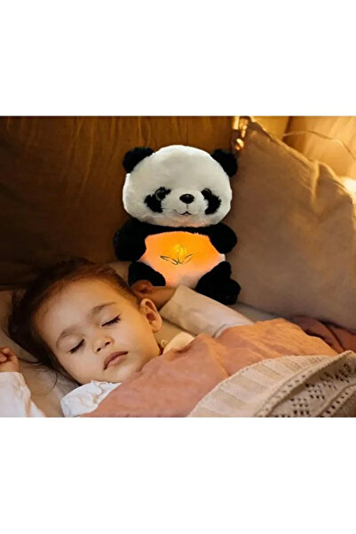 NOVAUX PIECES Panda sevimli uyku arkadaşı nefes alan peluş oyuncak müzikli