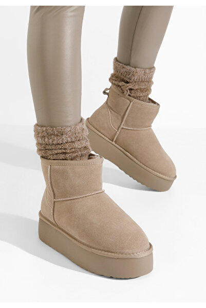 B T Shoes Μπότες τύπου ug με πλατφόρμα Nalya V3 μπεζ