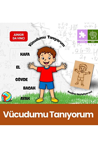Junior Da Vinci Vücudumu Tanıyorum – Çocuklar İçin Eğitici Ahşap STEM Oyuncak...
