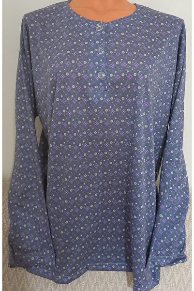 Anne Er Clothing Paper Print Combed Cotton Blouse 3 Buttons Long Sleeve Patterned
