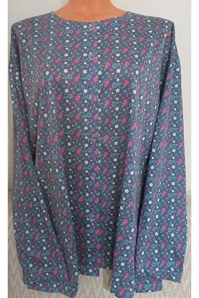 Anne Er Clothing Paper Print Combed Cotton Blouse Front Buttoned Long Sleeve Patterned