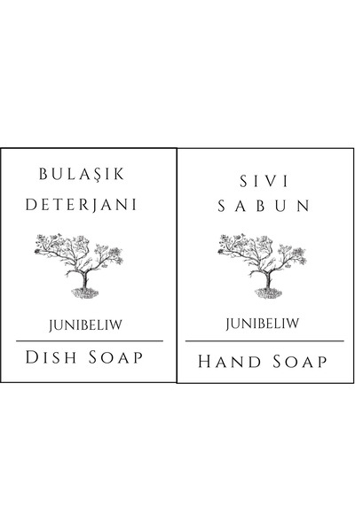 junibeliw 2Lİ SET Beyaz EtiketSuya Dayanıklı Etiket Sıvı Sabunluk Bulaşık Det...