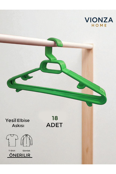 vionza Elbise Kıyafet Askısı Siyah 18'li Set 18 Adet Siyah Plastik 18 Gömlek ...
