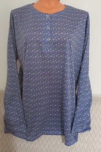 Anne Er Clothing Paper Print Combed Cotton Blouse 3 Buttons Long Sleeve Patterned