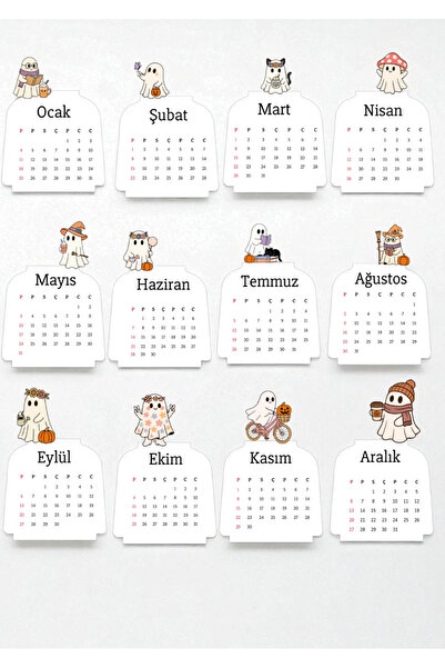 VORACRAFT 2026 takvimi, Masa takvimi, Cadılar Bayramı Konseptli Ahşap Ayaklı Masa Takvimi 008