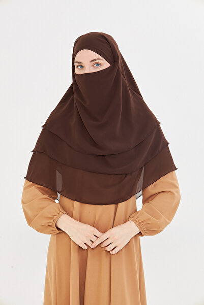 Modestia Women's Chiffon Layered Hijab Shawl – Tie-On Niqab Model