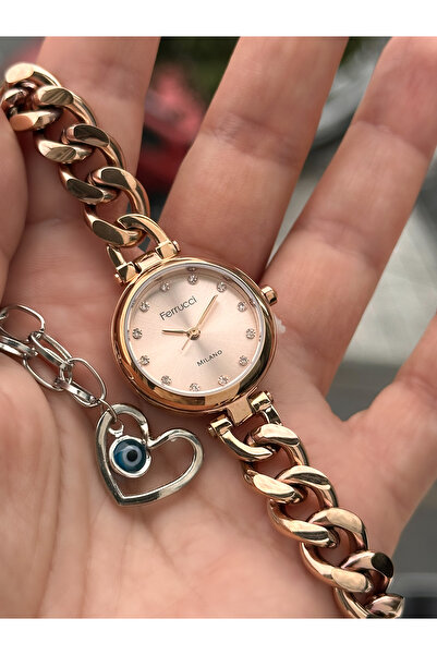 Ferrucci Mini Mini Women's Wristwatch, Rose Steel Chain Cord, Milano Series Bracelet Gift