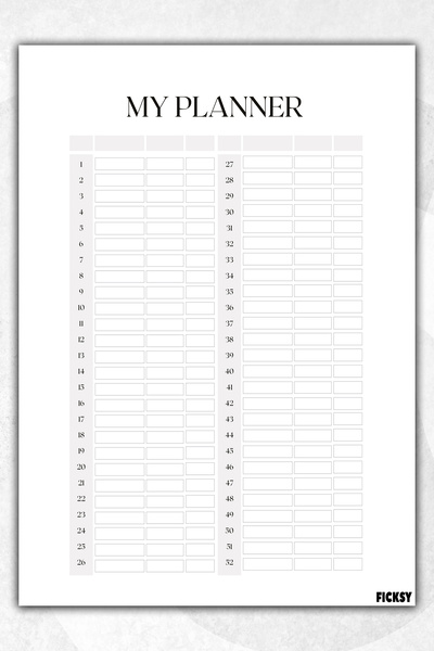 Ficksy مخطط شهري يومي متعدد الأغراض - مقاس A4 - 30 ورقة - مخطط