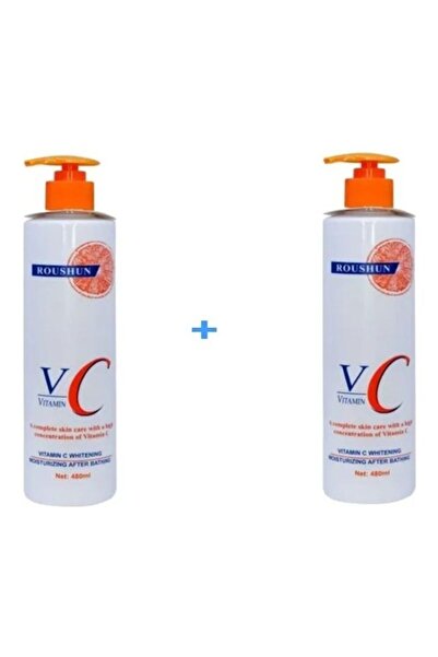 RousHun لوشن الجسم المرطب والمبيض بفيتامين سي بعد الاستحمام، 2 × 480 مل