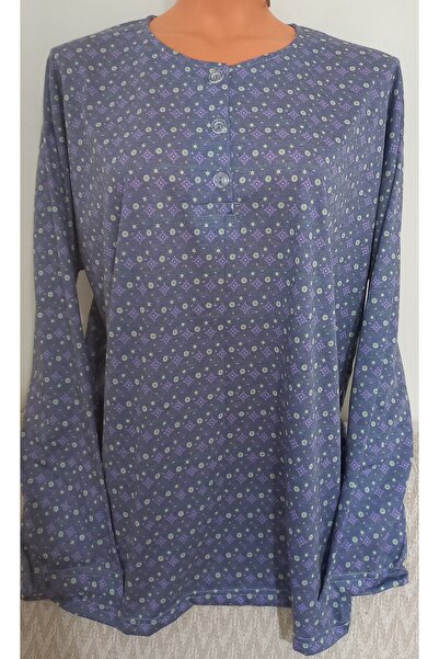 Anne Er Clothing Paper Print Combed Cotton Blouse 3 Buttons Long Sleeve Patterned