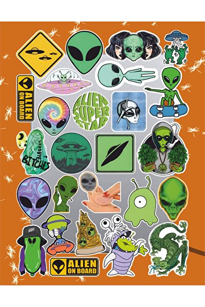 Hediyeni Al مجموعة ملصقات الفضائيين الغريبين |   ملصق للكمبيوتر المحمول والدفتر والتابلت والهاتف ودفتر الملاحظات ومجلة البوليت