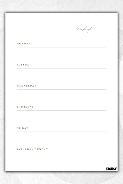 Ficksy مخطط أسبوعي - مقاس A4 - 30 ورقة - مخطط أسبوعي
