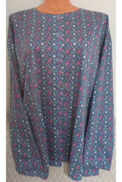 Anne Er Clothing Paper Print Combed Cotton Blouse Front Buttoned Long Sleeve Patterned