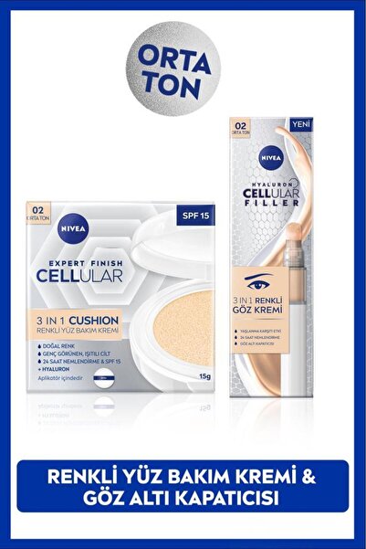 NIVEA Doğal Renk Cellular Expert Finish Cushion Renkli Yüz Bakım Kremi 15ml G...