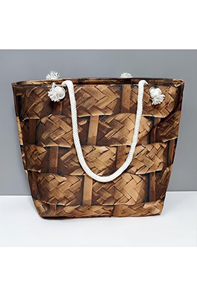 Yıldızınızzz accessory Ξύλινη τσάντα παραλίας με πλεκτό σχέδιο