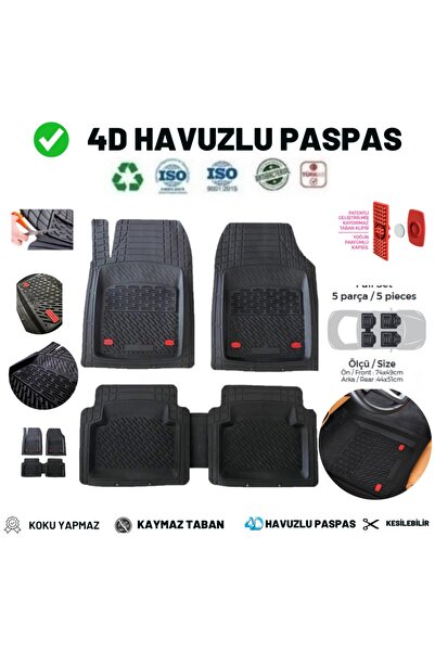 Zeyno Ticaret Skoda Kamiq Uyumlu Derin Havuzlu Üniversal Pro Paspas Siyah