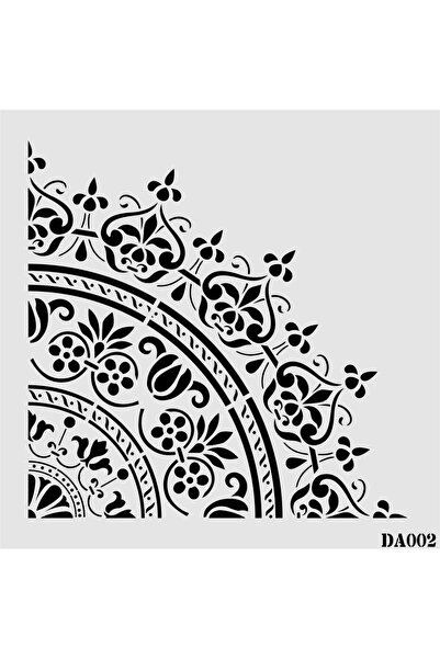 STENCİLTASARIM Stencil Tasarım Da002 Damask Duvar Ahşap Cam Boyama Deseni