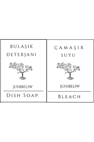 junibeliw 2Lİ SET Beyaz Etiket Suya Dayanıklı Etiket Çamaşır Suyu Bulaşık Det...