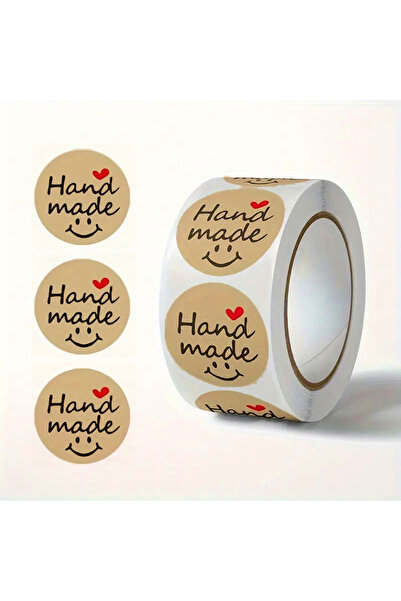 hdcw 500 ADET 2.5cm RULO YAPIŞKANLI KRAFT KAĞIT EL YAPIMI-HANDMADE STICKER ETİKET HEDİYE PAKETLEME