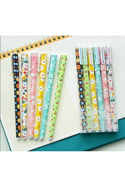 katre46 6-Piece Floral Pattern Gel Ballpoint Pen